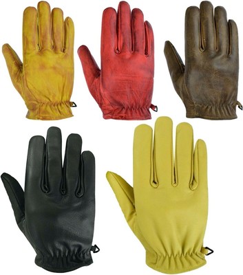 Motorrad Lederhandschuhe StoneAge – Chopper-Style, Antik Braun, Gr. M, Mit Kevlar, Ganzjährig Tragbar