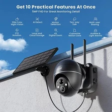 ieGeek 5MP Wireless Outdoor Security Camera, Solar-Powered, 360° PTZ, IP65
