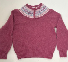 Pandora Scotchkin Vtg 80s Fair Isle Rose Pink Sweater Buttons Womens Size Small