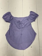 Shein Curve Purple Eyelet Short Sleeve Blouse Womens Size 1XL