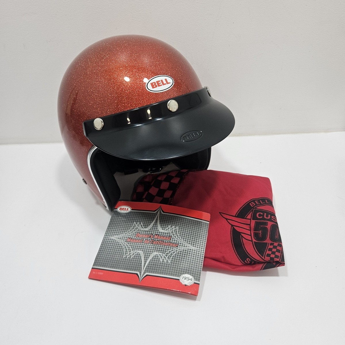 Bell Custom 500 Orange Flake Helmet - Medium DOT Open Face