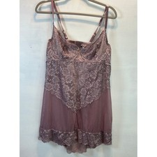Plus Size 3X Lace Babydoll Dusty Mauve Sheer Mesh Romantic Coquette Chemise