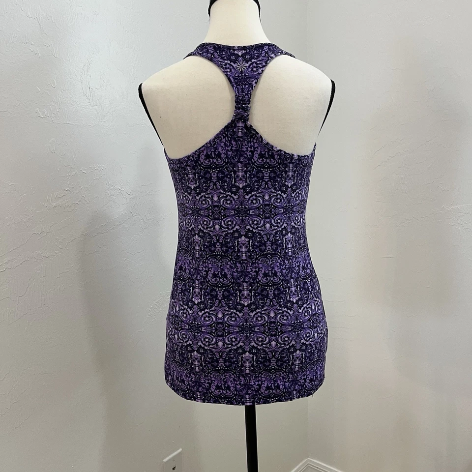 Athleta women's tank top Shelf Bra yoga tennis running Size S Purple Print - Image 3 of 4