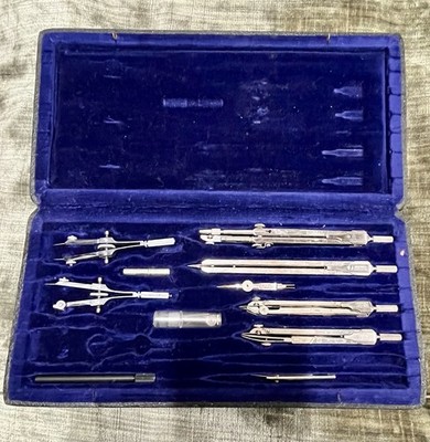 Lotter Präzisions Zeichenwerkzeuge und Zirkel Set Vintage Original mit Koffer