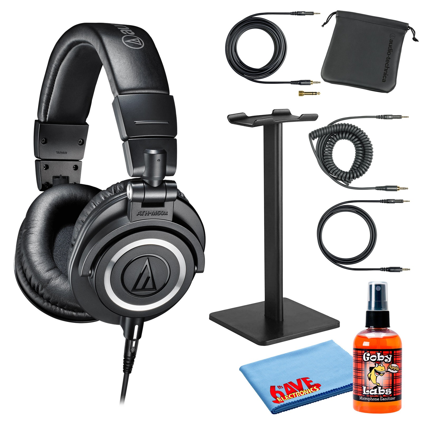 Профессиональные студийные мониторные наушники Audio-Technica ATH-M50x с аксессуарами