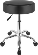 Silver Rolling Stool with Wheels, 360  Swivel Adjustable Height Stool, 400LB Cap