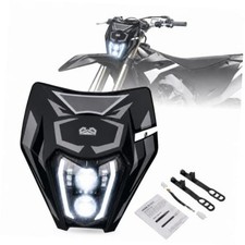DOT Dirt Bike LED LED Headlight No Turn Signals Black with Graphics Sticker