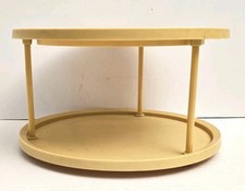 VTG Rubbermaid Lazy Susan 2709 2 Tier Harvest Gold Yellow Turntable Party Spins
