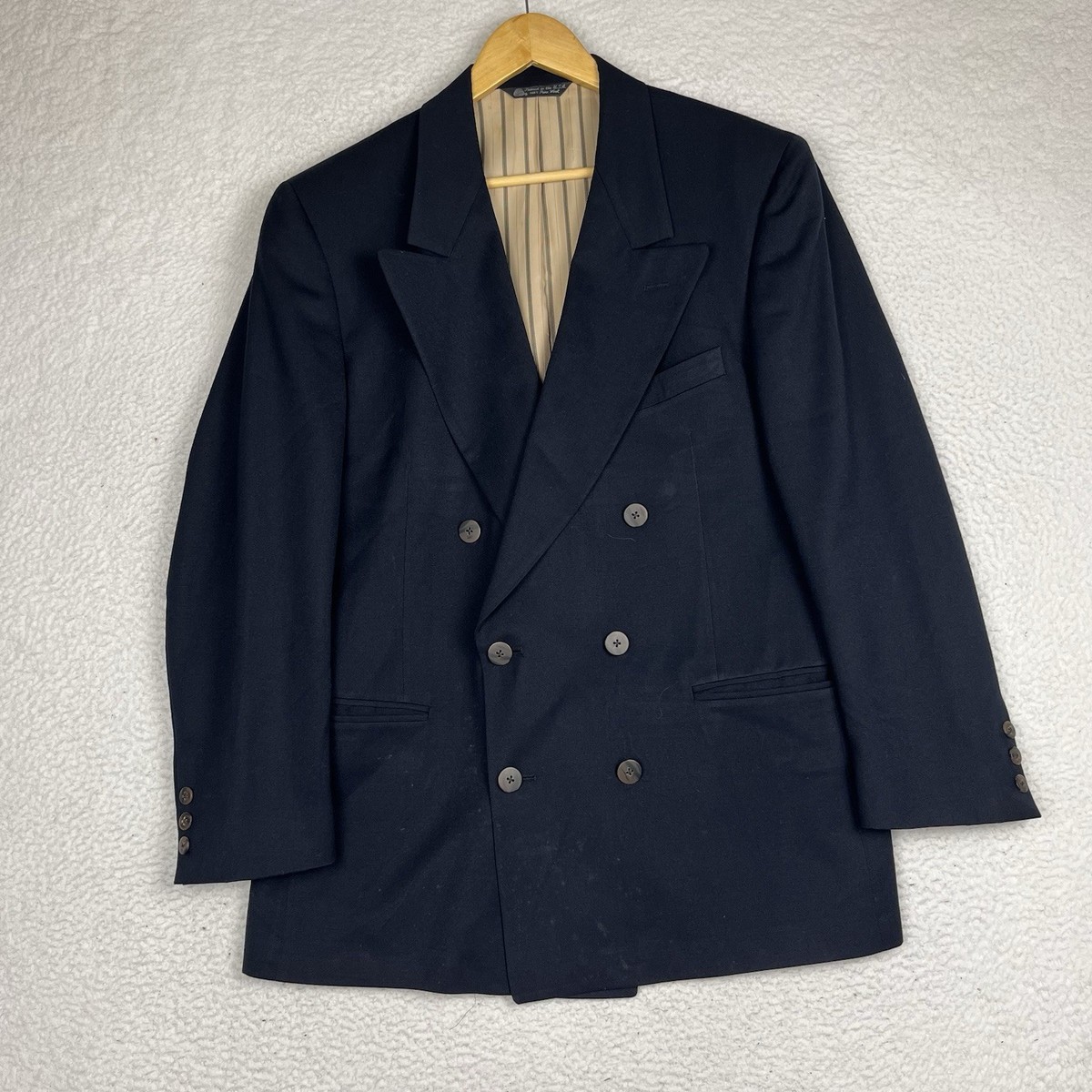 Vintage Christian Dior Monsieur Blazer Men 40 Navy Double Breasted