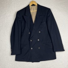 Vintage Christian Dior Monsieur Blazer Men 40 Navy Double Breasted Peak Lapel