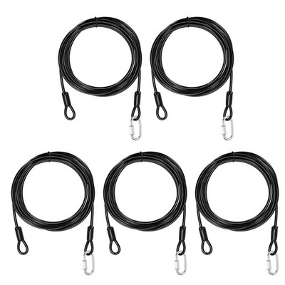 5Set 3/16'' Dia 9.8ft Security Steel Cable with Loops Black + Quick Links