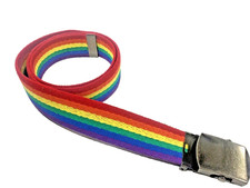 Men's 'RAINBOW', Stonewashed Soft Cotton Web Belt, 1.5" X 60", Made in USA