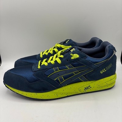 Asics Gel Saga Shoes Mens Size 12 Navy Lime Green Athletic Sneakers H137K-5151