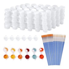 20 Strips 120 Pots Empty Paint Strips and 20 Pieces Paint BrushesPaint Cup