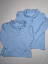 Lot Of 2 The Childrens Place Girl 5t Uniform Ruffle Soft Stretch Pique Polo Blue