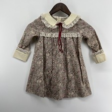 Vtg Bryan Dress Girl 4 Prairie 1970s Ditsy Floral Lace Collar Cottagecore L233