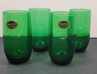 Vintage Anchor Hocking Roly Poly 2.5"x5" Forest Green Glasses - Lot of 4 (B)