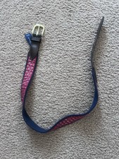 Vineyard Vines Children's Whale Belt Size 26 Pink Blue Leather Ends Brass Buckle