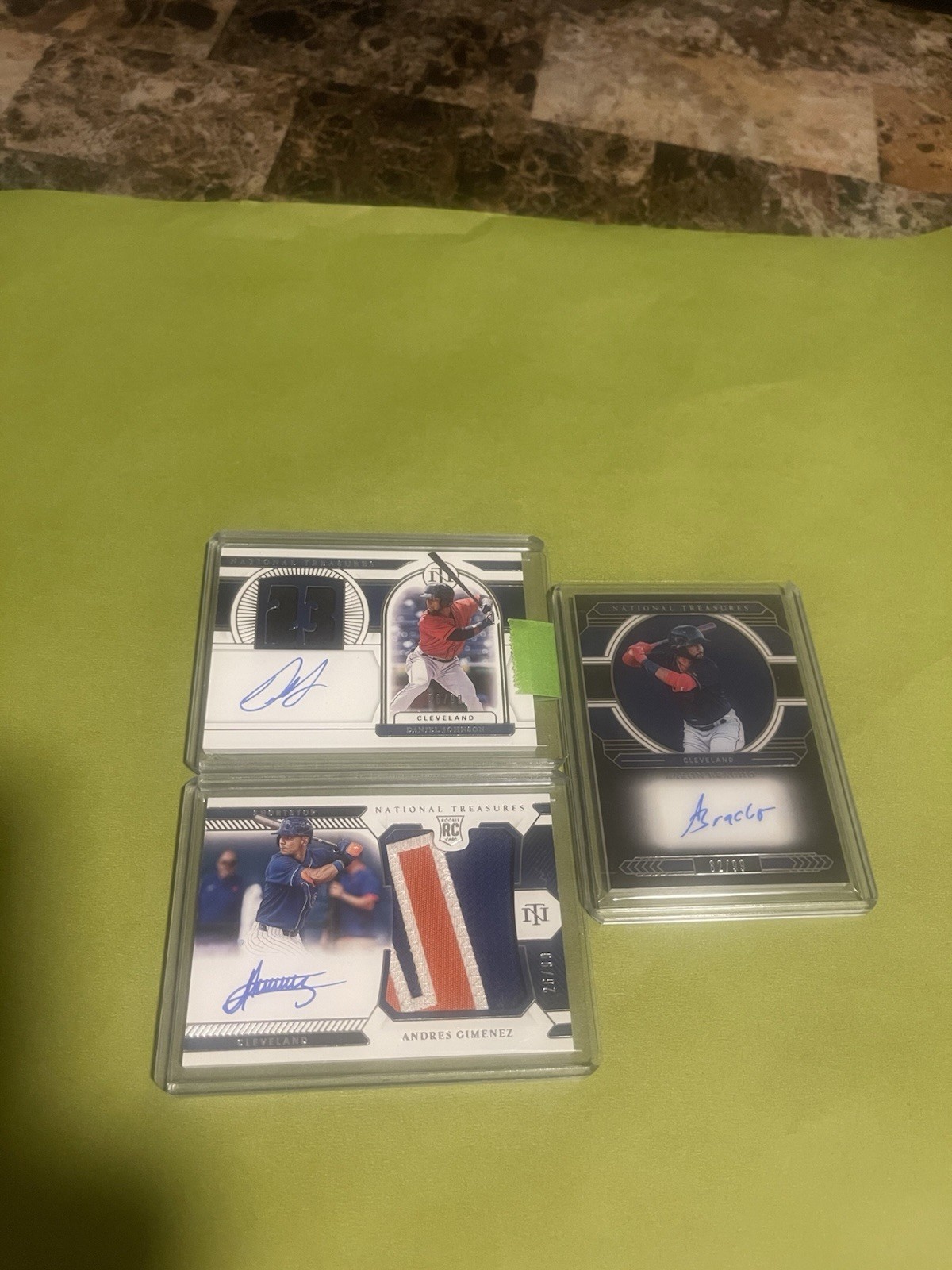 (Cleveland Indians National Treasures Rookie Patch Auto #/d 3 Card Lot