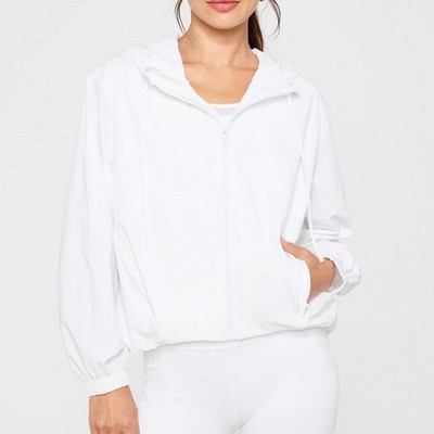 White lightweight zip up mesh jacket windbreaker