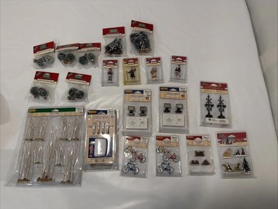 Lot Lemax Accessories NOS Trees Caroller Spot Lights Railway Stop Light Bikes ++