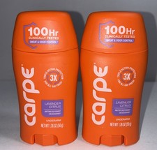2 Sealed Carpe Lavender Citrus Antiperspirant Deodorant 1.76 Oz Each