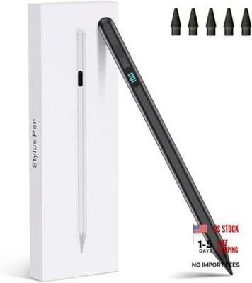 Stylus Pencil for iPad(5 Extra Tips) with Magnetic Attachment,Tilt Black