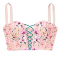 Victoria's Secret Dream Angels Floral Embroidered Lace-Up Corset Top S-DD NWT