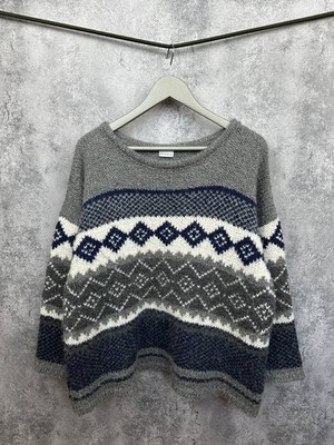 Celtic & Co Fair Isle Organic Wool Alpaca Sweater Made in Scotland Damen Gr.M