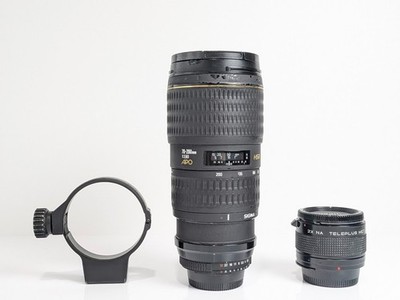 Sigma EX 70-200mm F2.8 D APO HSM Objektiv Nikon F + Kenko MC7 Telekonverter 2x Gut