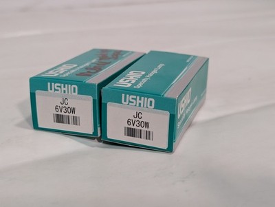 Lot of 2 USHIO JC 6V30W, G4 bi-pin spec. lamp in original box as shown