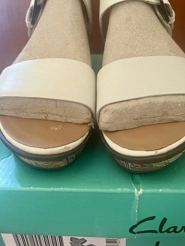 CLARKS WEDGE STRAPPY SANDALS CREAM, Size UK4D - Picture 3 of 12