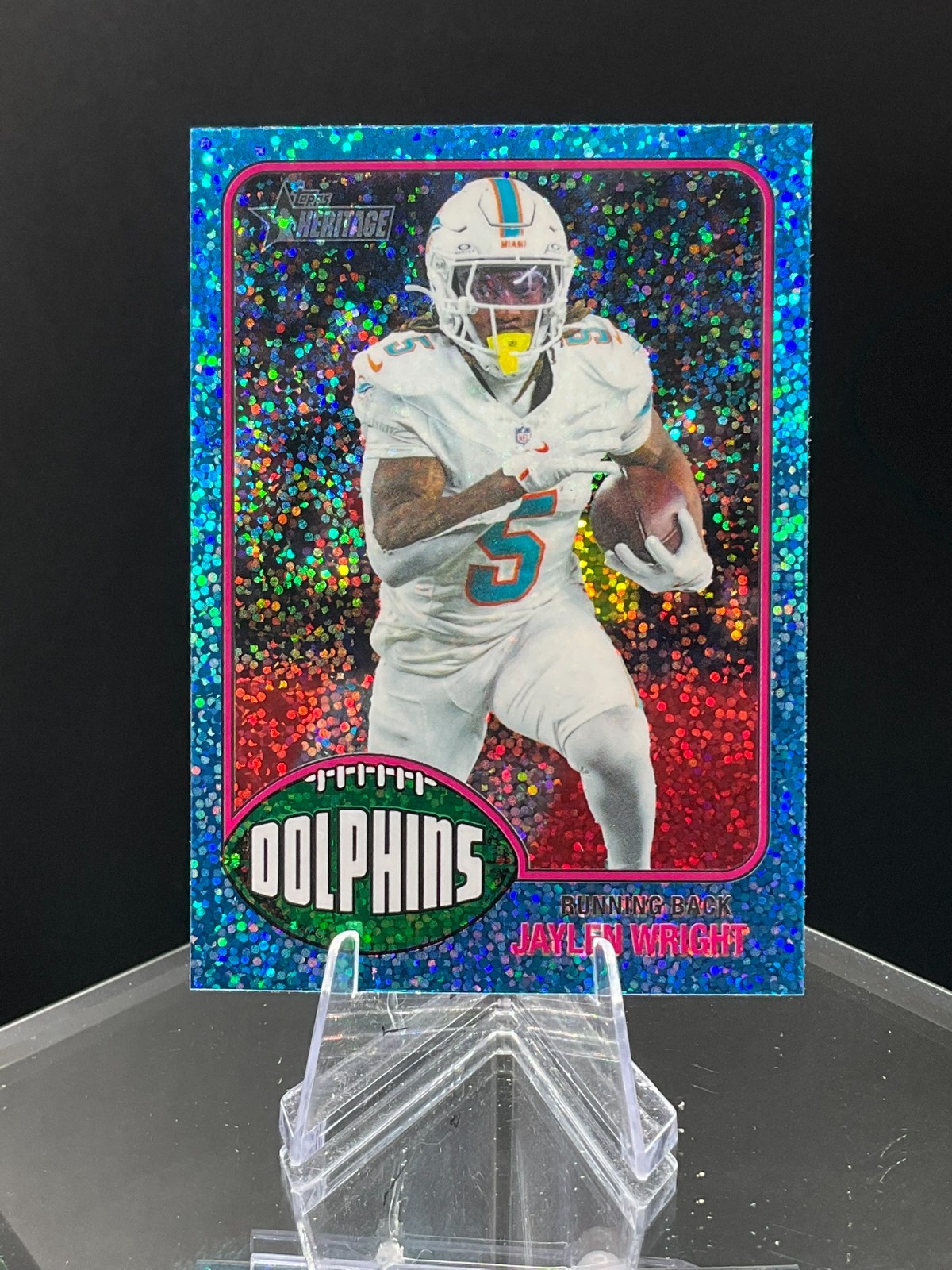 2026 Topps Heritage Football Blue Sparkle #162 Jaylen Wright - Miami Dolphins