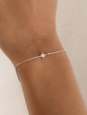 Elegant & Simple S925 Sterling Silver Eight-Pointed Star Bracelet.