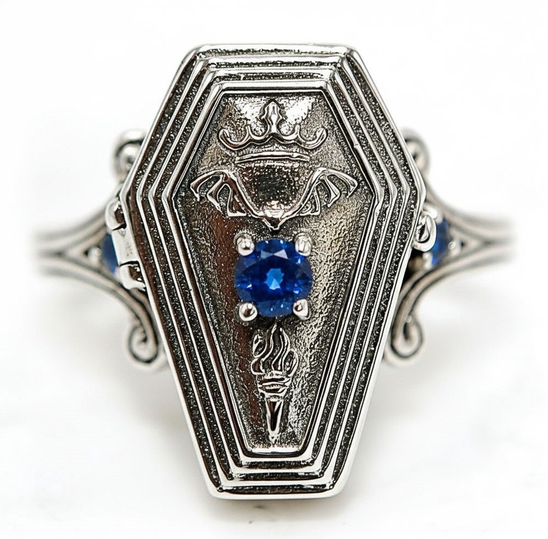 Coffin Poison-1CT Heat Treated Kyanite 925 Sterling Silver Ring Sz 7 PC12-3