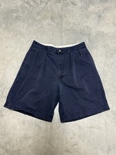 VTG Polo Ralph Lauren Chino Shorts Men s 32 Blue Pleated Made in USA 8" Inseam