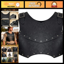 Medieval Faux Leather Chest Armor Vest - Adjustable Viking Knight Archer Gear