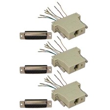 3x DB25 Female to RJ45 Network Pinout 8P8C 28AWG Modular Converter Adapter Ivory