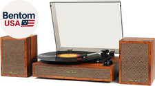 Vinyl Record Player with External Speakers, 3 Speed Bluetooth Turntable for Viny