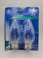 GE Ceiling Fan Light Bulbs 25 Clear Pointed Tip 2Pack 