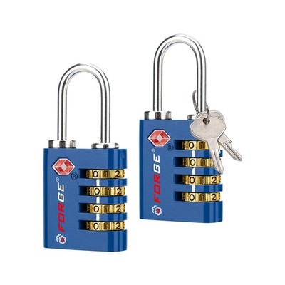 Forge Dual-Opening: Key or Combination Access Lock, TSA Approved 2 Pk, Blue 