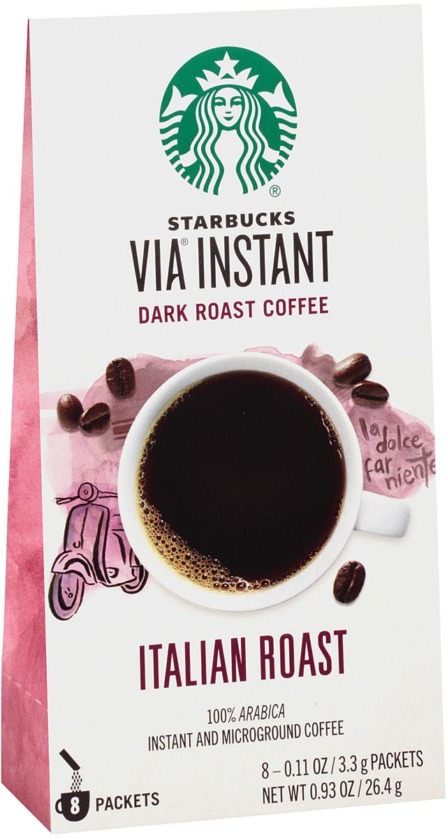Starbucks Via Italian Roast в упаковке 8 штук Идеально подходит для напитков в походной упаковке из 12 30990₽