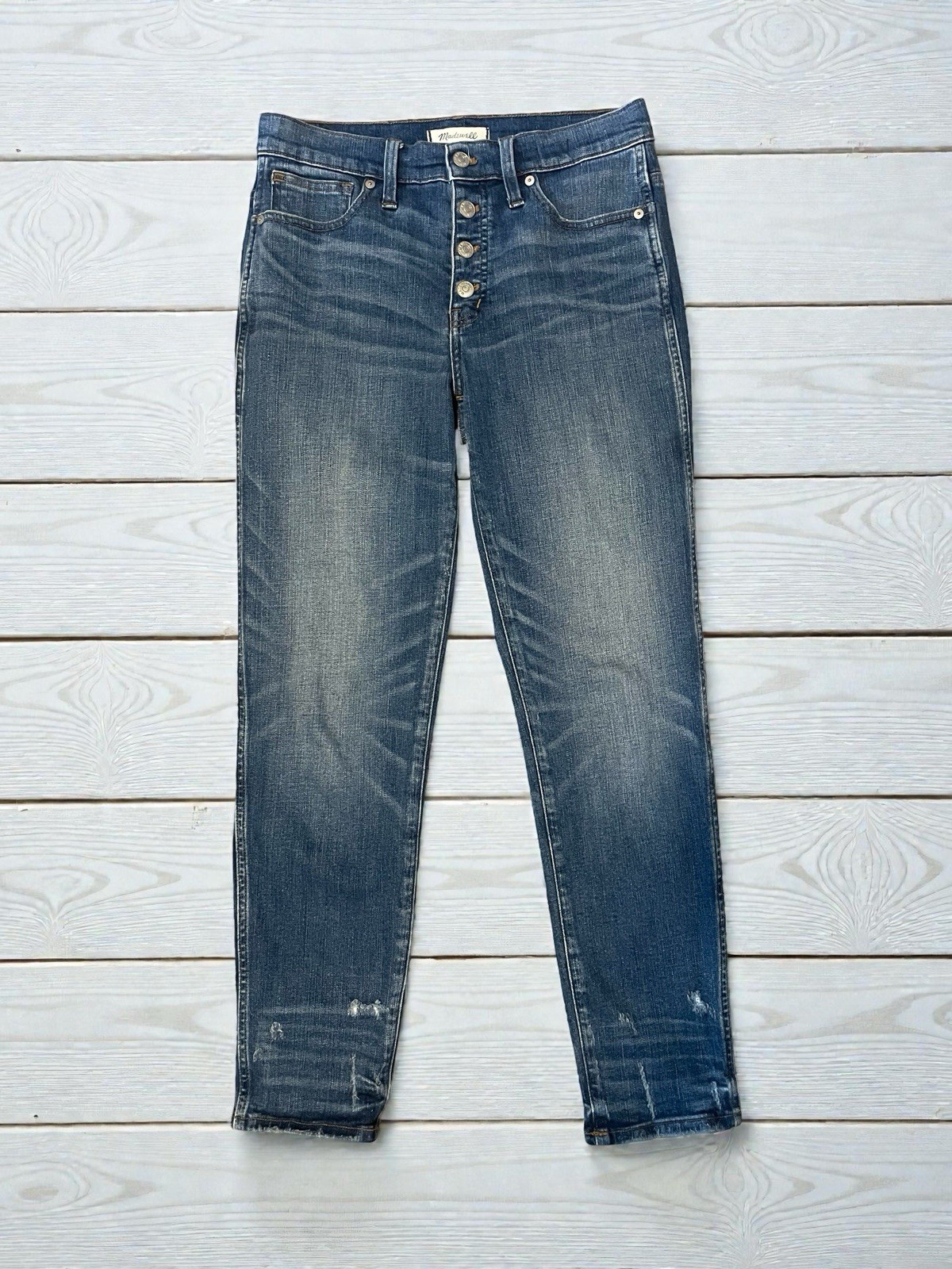 Madewell Jeans Women's 28 Slim Fit Straight Leg Blue Denim Button Fly