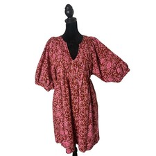 Universal Thread Puff Sleeve Mini Dress Size S Pockets Floral Prairie Feminine