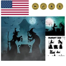 Large Halloween Witch Silhouette Decorations Outdoor, Witch Cutout Black Cat ...