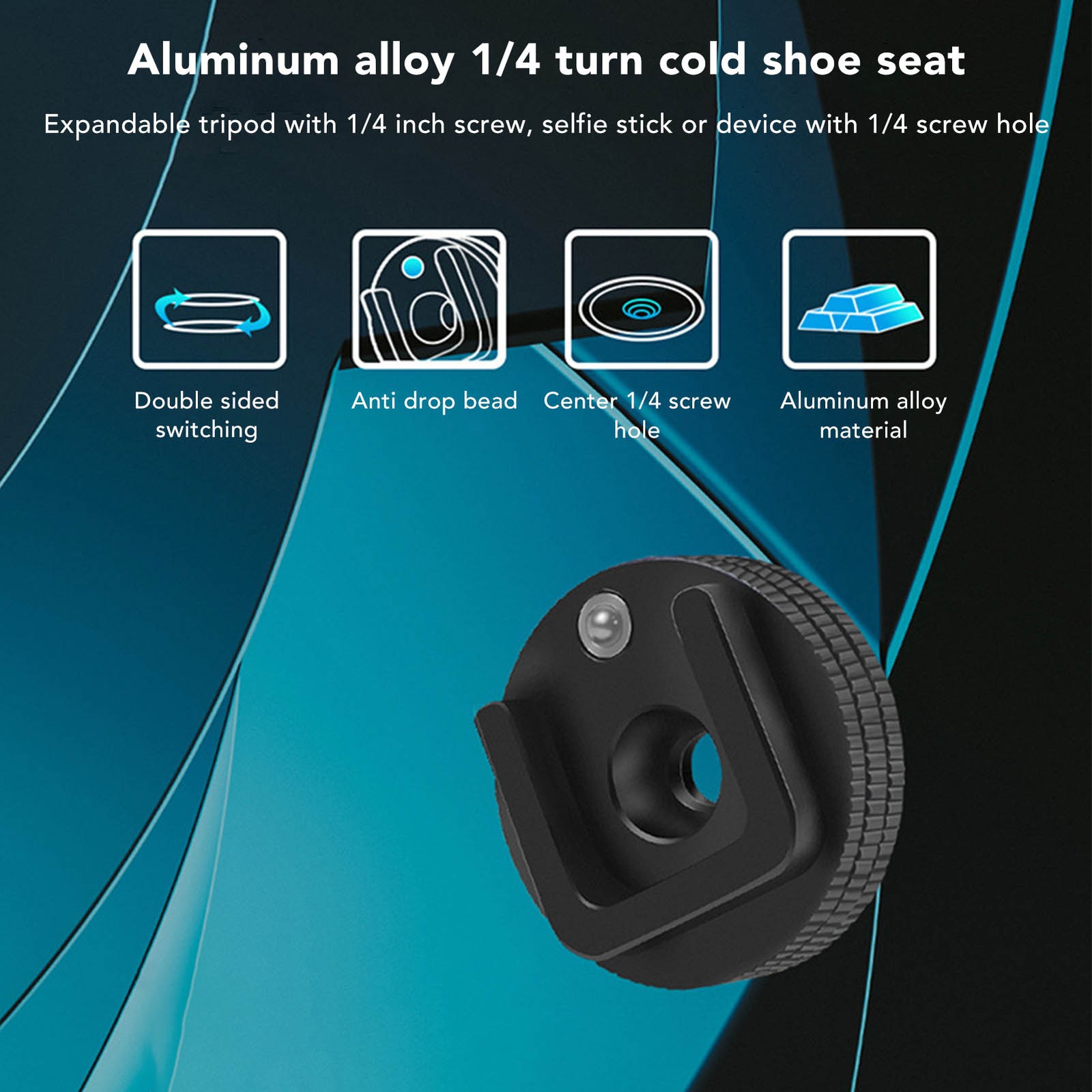 1/4in Cold Shoe Mount Adapter With Wrench Aluminum Alloy Anti Drop Cold Shoe