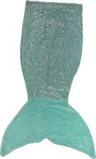 LANGRIA Mermaid Tail Blanket Turquoise Sequin Kids Polyester 54x24 in