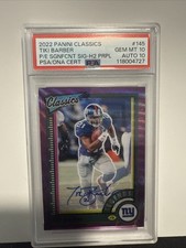2022 Classics Football Significant Signatures Purple /10 Tiki Barber PSA 10 auto
