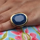 QVC Kenneth Jay Lane Goldtone Blue World Capital Ring Size 5 — photo 1