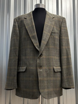 DAKS London Herren Vintage Karo Anzug Sakko Blazer Größe 46 L Reine Schurwolle UK Made